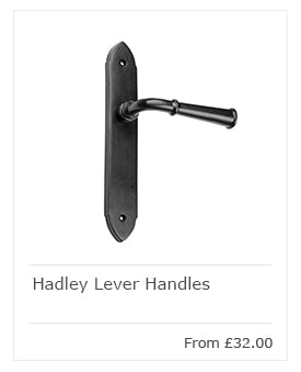 Traditional black lever door handle