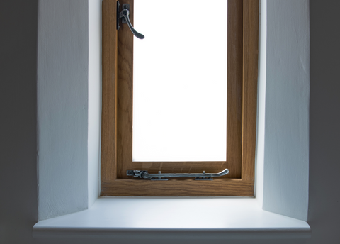 Pewter Pear Drop Window Furniture on Oak Window