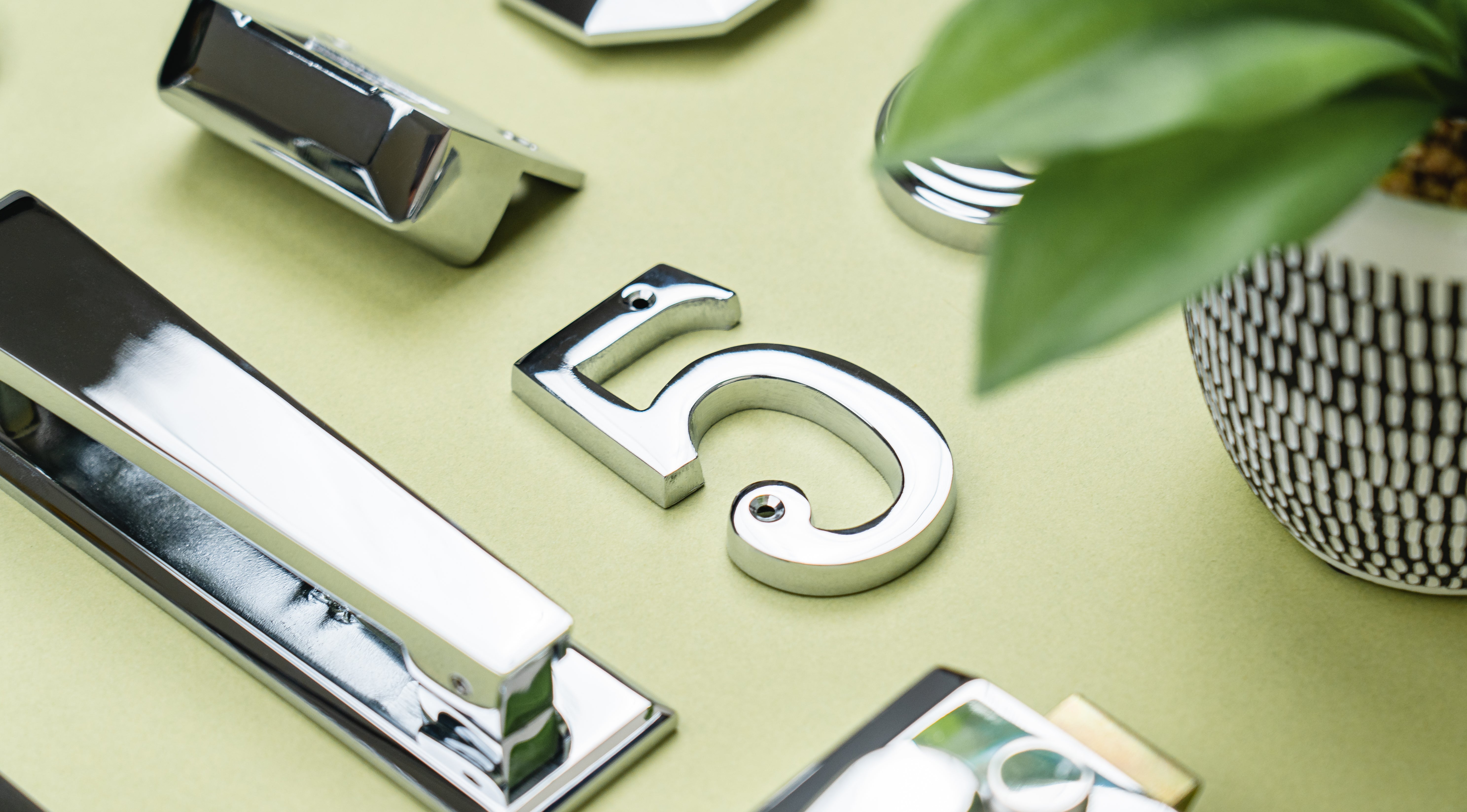 Polished chrome front door furniture