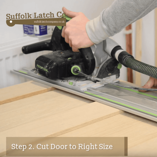 How to hang a door, step two, cut the door to the right size