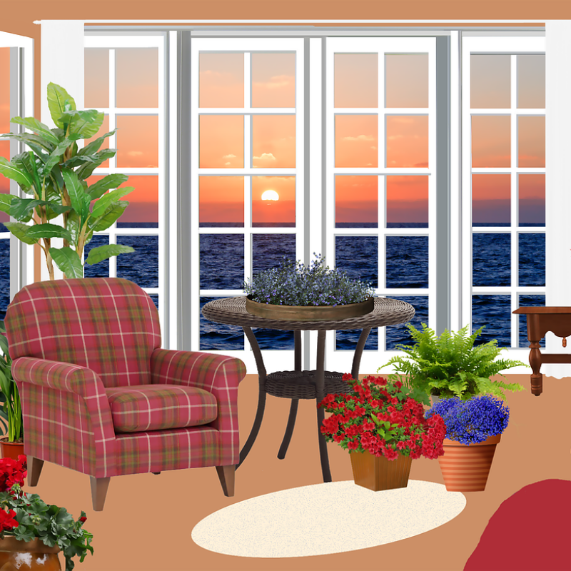 living room French Doors