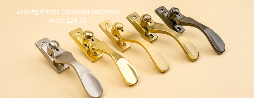 Locking wedge casement fasteners