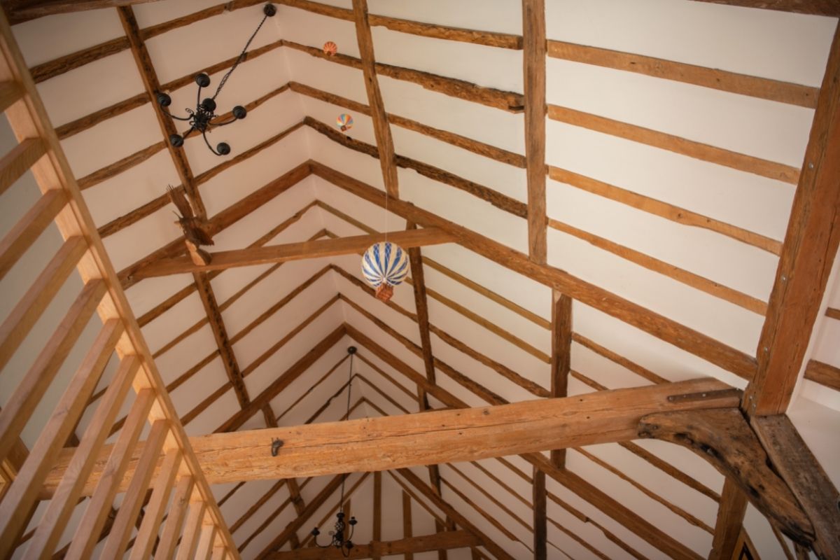 Oak beam ceiling restored barn