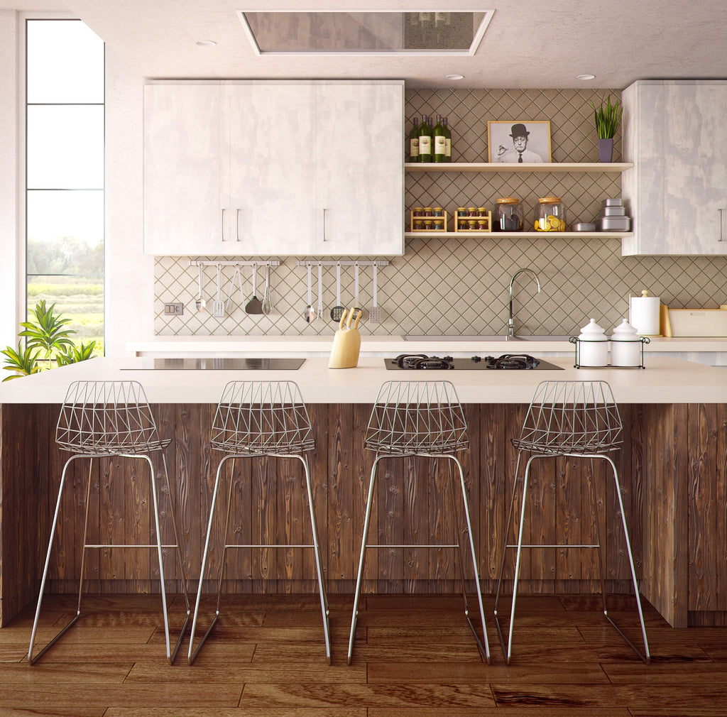 modern Kitchen with cabinets up to the ceiling