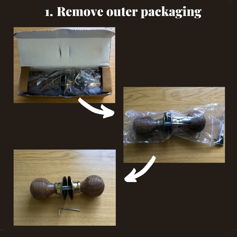 Unboxing door knobs remove outer packaging