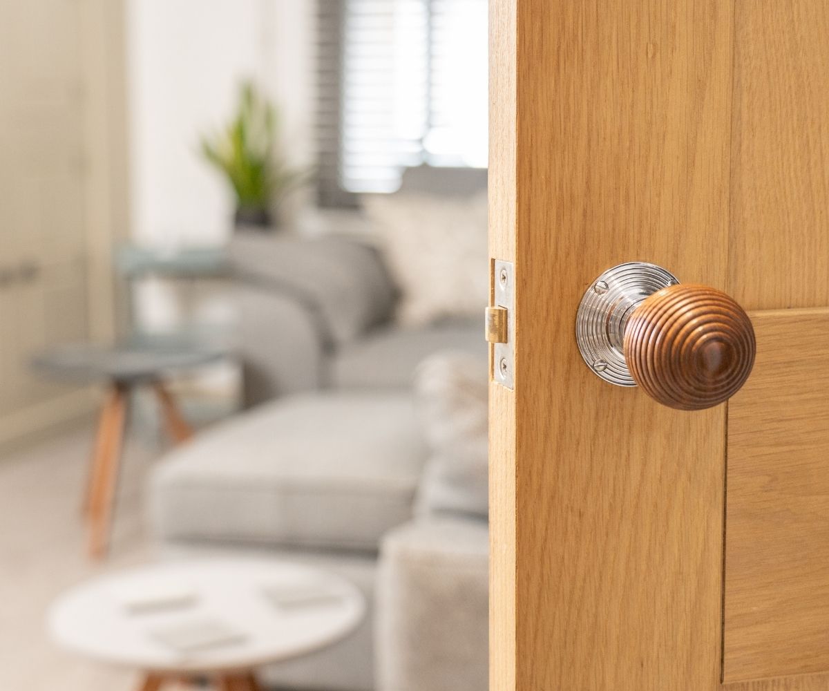 wooden & chrome beehive door knob