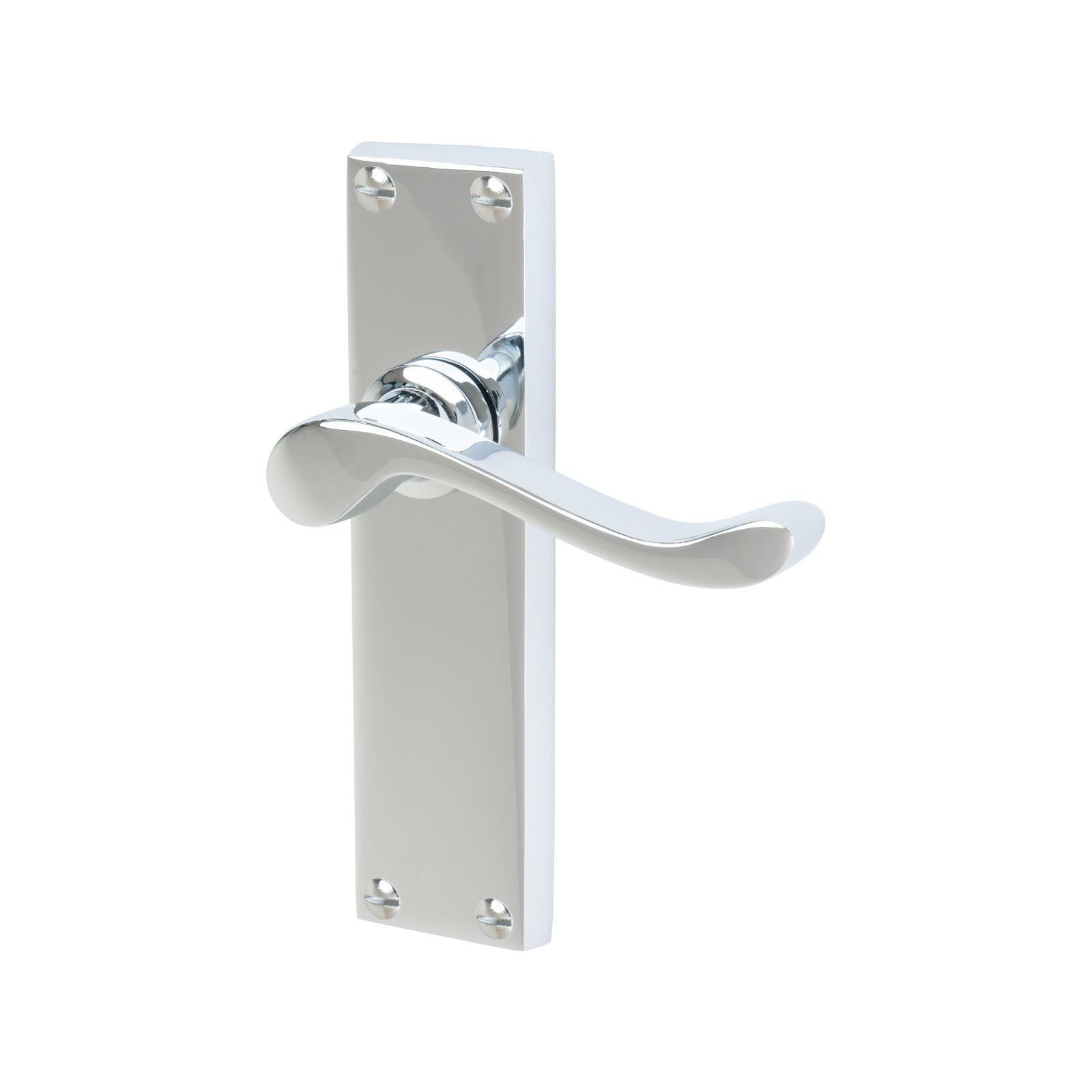 Bedford Door Handles On Plate Latch Handle in Polished Chrome SHOW