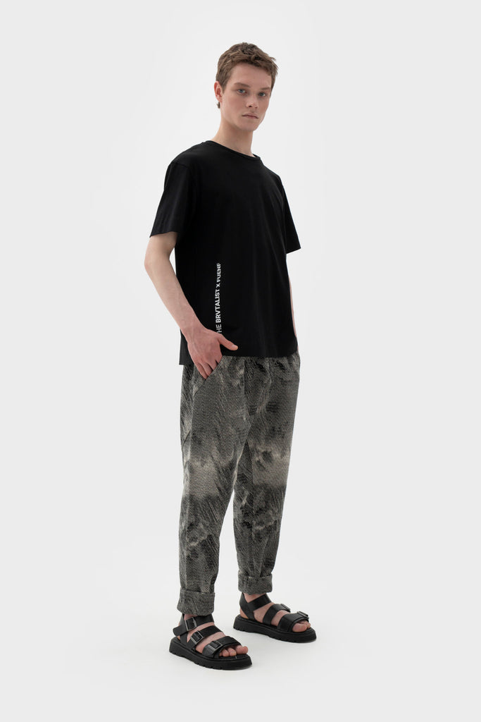 Futuristic Brand Fuenf Genderless Tapered Jacquard Trousers at Erebus