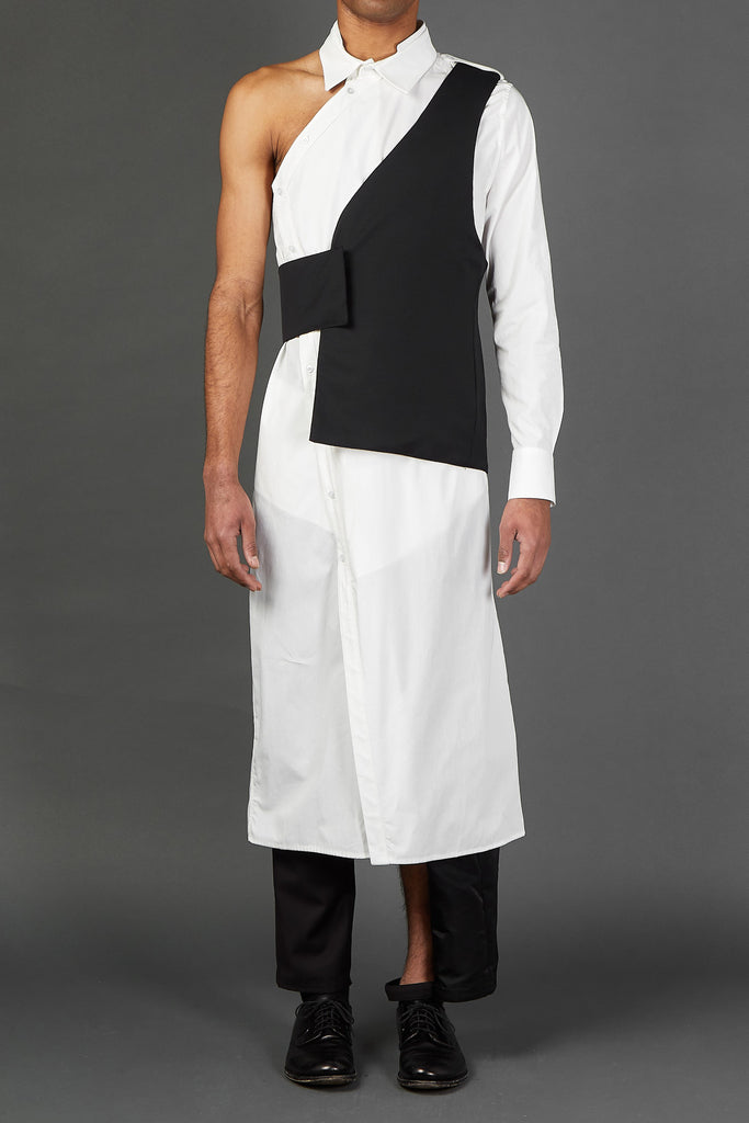 Dhenze Genderless Deconstructed Shirt Dress With Half Jacket At Erebus