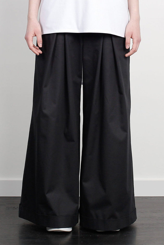 Genderless Street Brand Monochrome Black Wide Hakama Trousers - Erebus