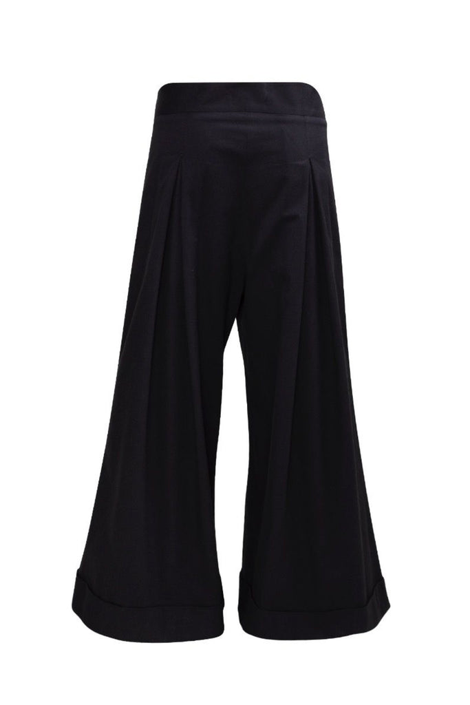 Genderless Street Brand Monochrome Black Wide Hakama Trousers - Erebus