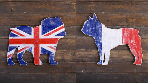 English Bulldog and Frechie Bulldog Flag Wall Decor
