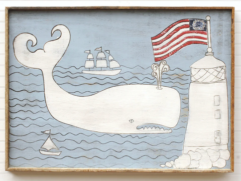 Whale with Lighthouse Whale Wall Art