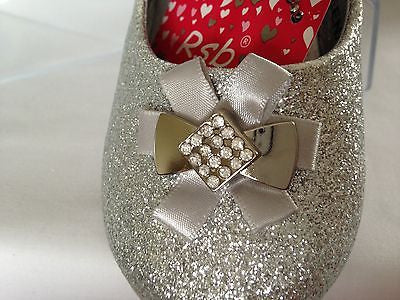 TODDLER YOUNG GIRLS KIDS CHILDRENS SPARKLY SILVER GLITTER PARTY SHOES UK 4 - 10