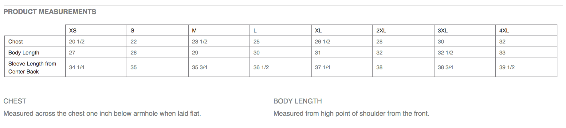 Size Chart