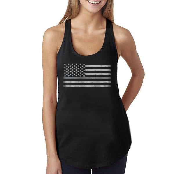 Women's Tank - Classic Thin Silver Line American Flag - Thin Blue Line USA