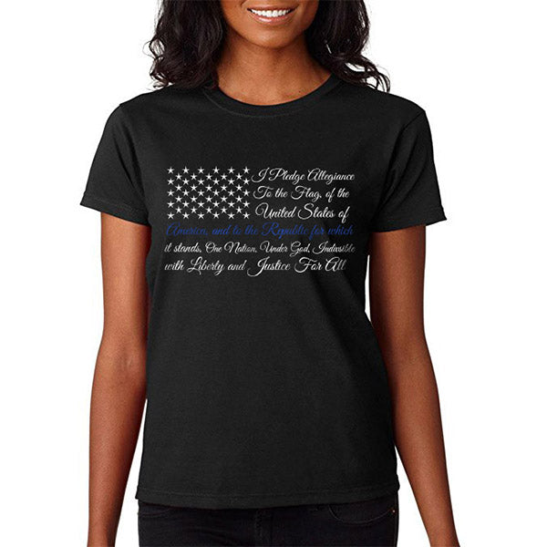 Women's - Thin Line Pledge of Allegiance - Thin Blue Line USA