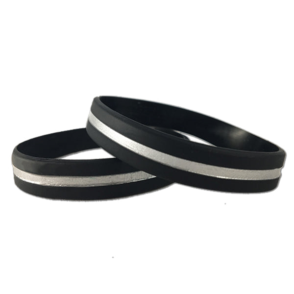 Thin Silver Line Silicone Bracelet - Thin Blue Line USA