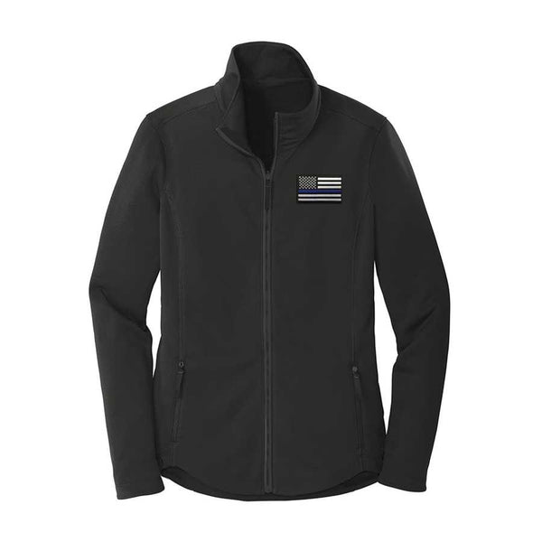 Women's Smooth Fleece Embroidered Jacket - Thin Blue Line USA