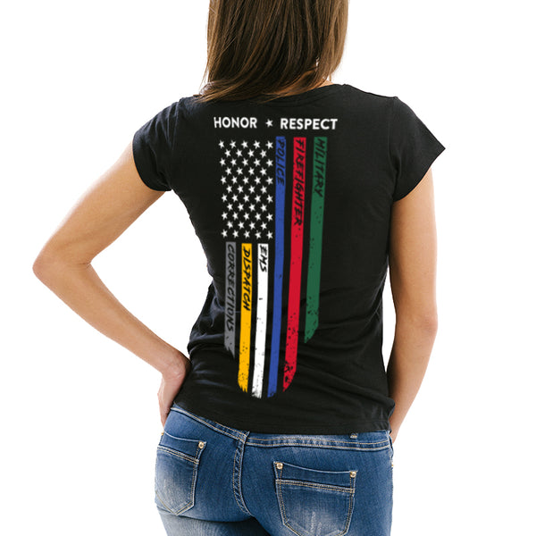 Download Slim Fit Women's Shirt - Thin Blue Line Honor Respect ...