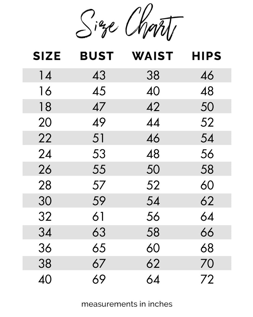 One Size Chart