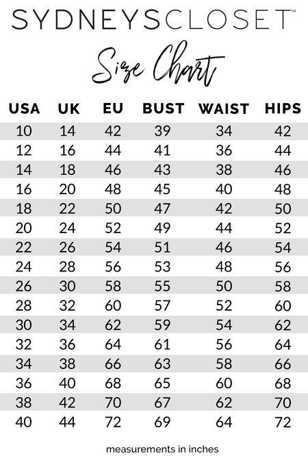 Size Chart & Measuring Guide – Sydney's Wholesale