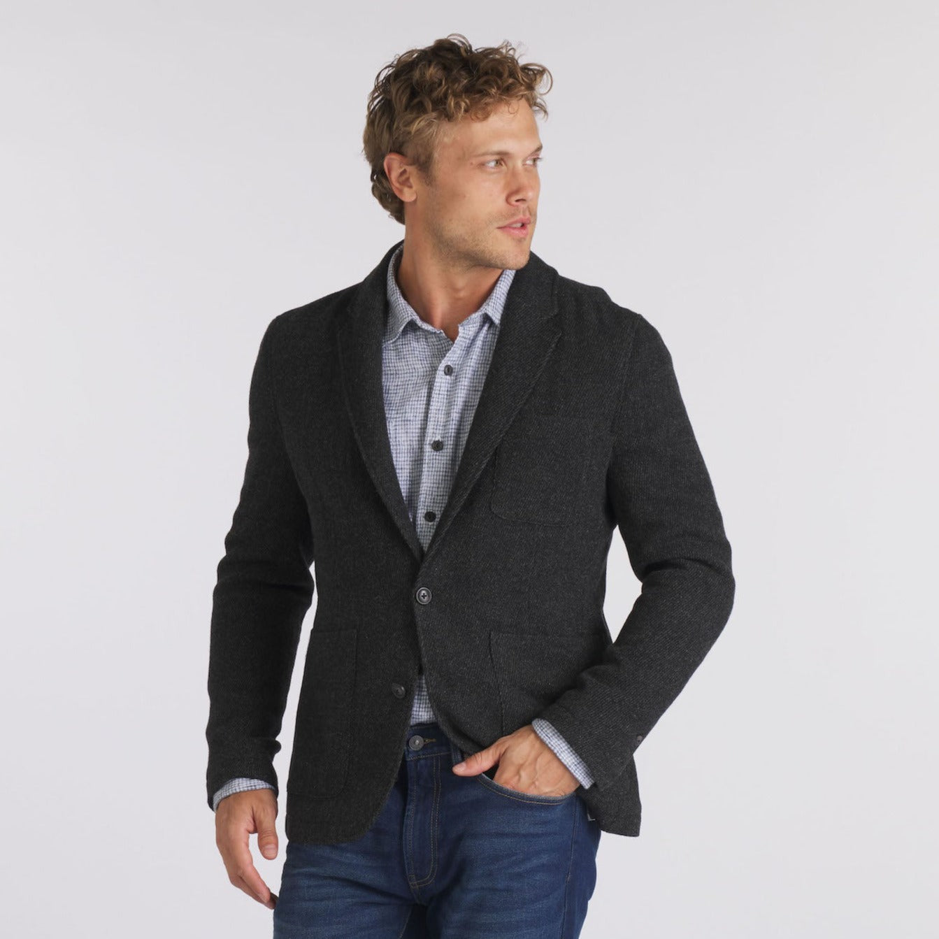 Image of Hutton Wool Twill Sport Coat - Charcoal
