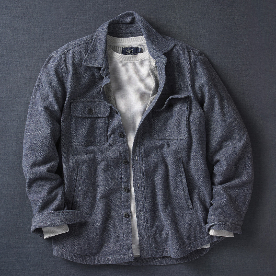 Image of Flannel Twill Shirt Jacket - Sky Captain