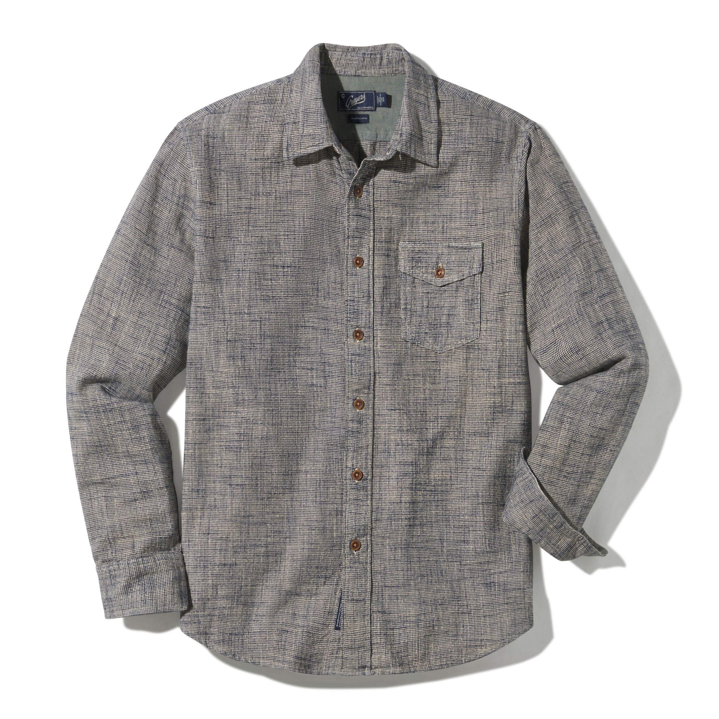 Image of Linear Slub Twill Shirt - Moss Gray