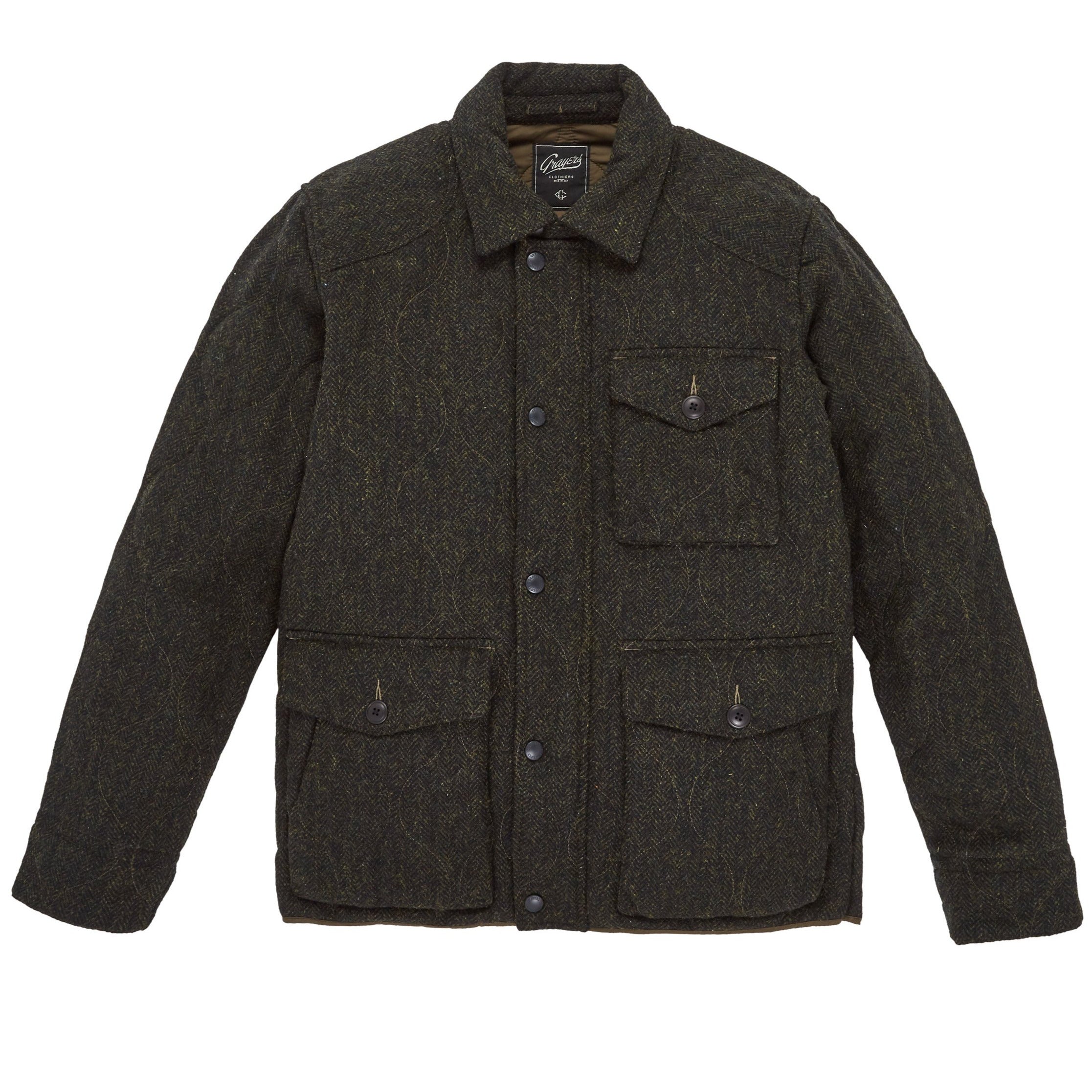 Eliot Wool Quilted Jacket SMP - Olive Charcoal