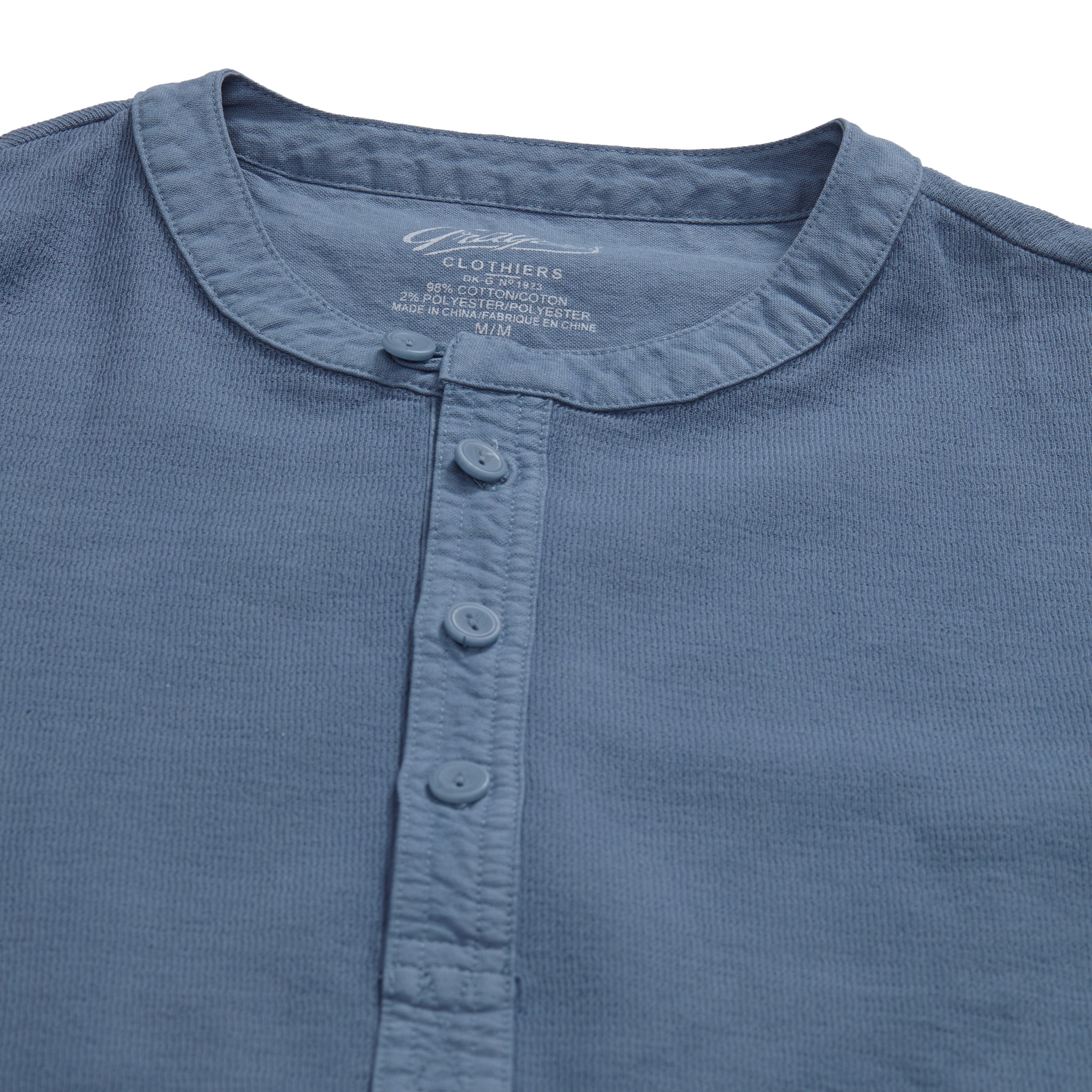 Campesina Double Cloth Thermal Henley - Blue Mirage