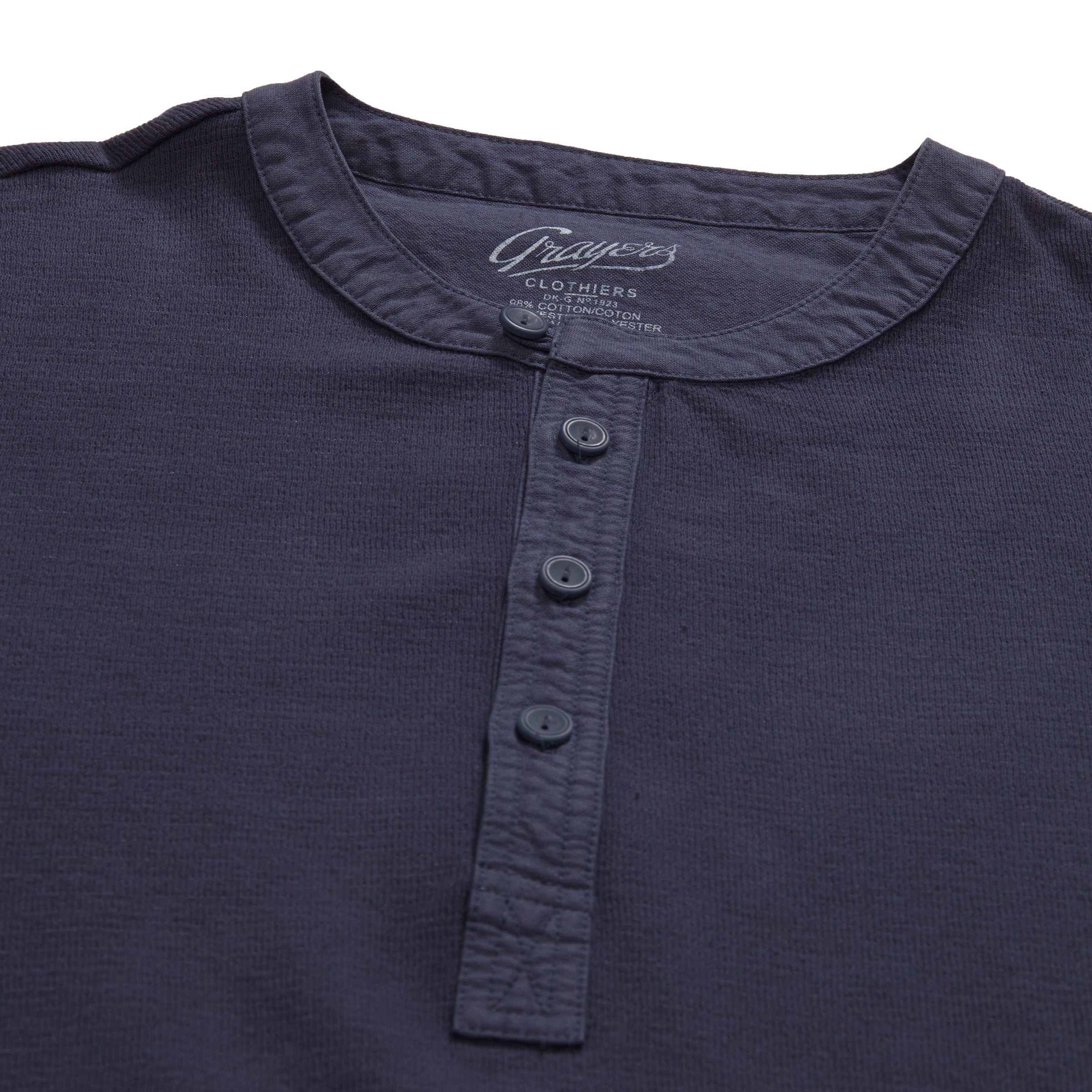 Campesina Double Cloth Thermal Henley - Ombre Blue