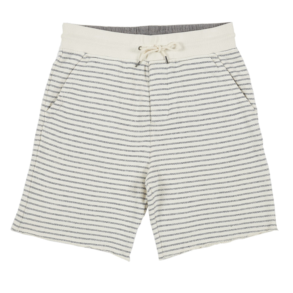 Dalton Terry Draw Cord Short - White/Navy Stripe – Grayers Clothing