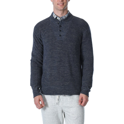 Wadsworth Wool Linen Textured Henley - Charcoal