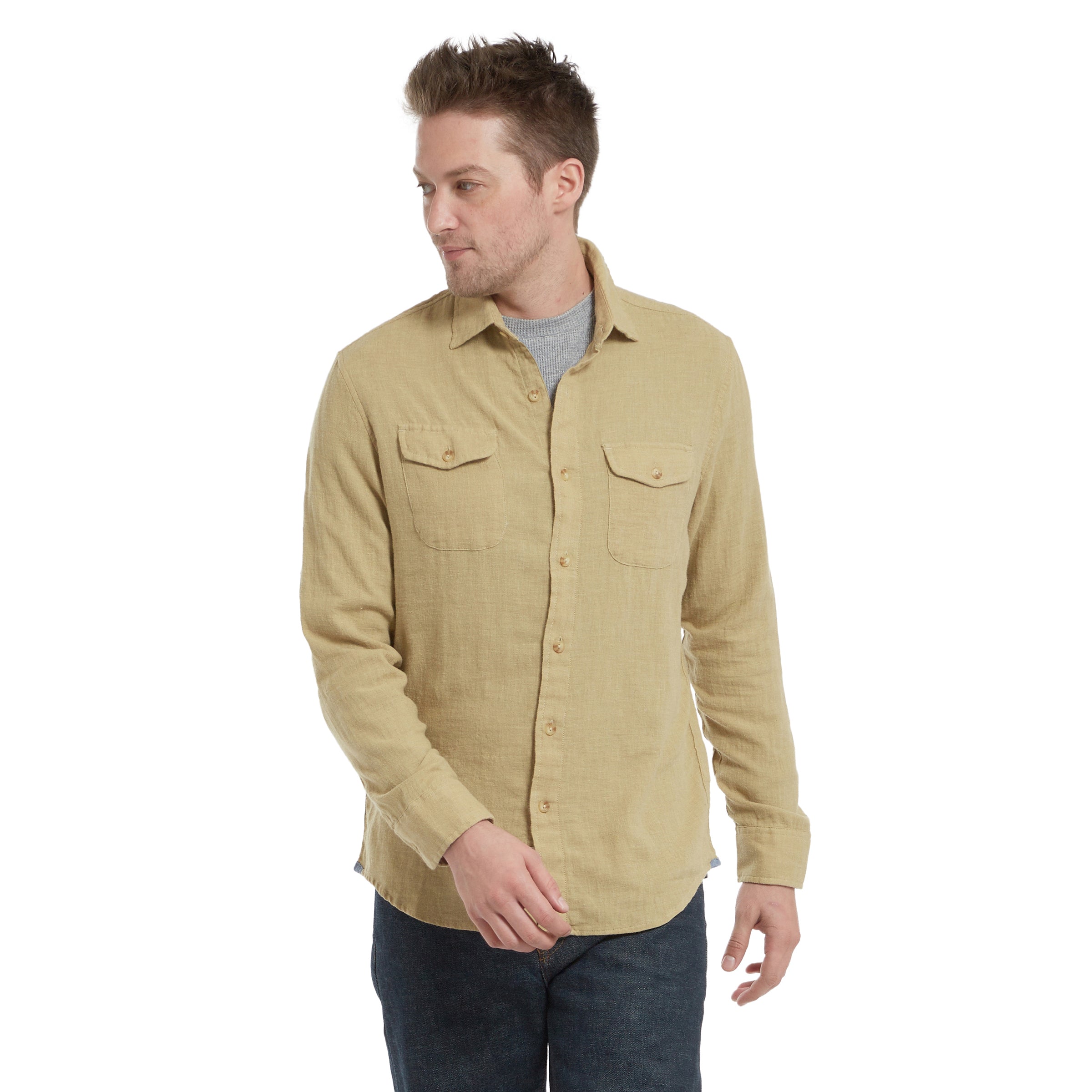 Brigadoon Lightweight Flannel Shirt - Khaki Heather – Grayers