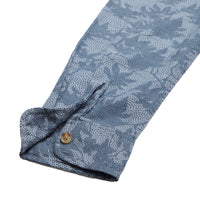 Morrison Printed Slub Twill Long Sleeve Shirt - Blue Chambray Camo Leaf Print