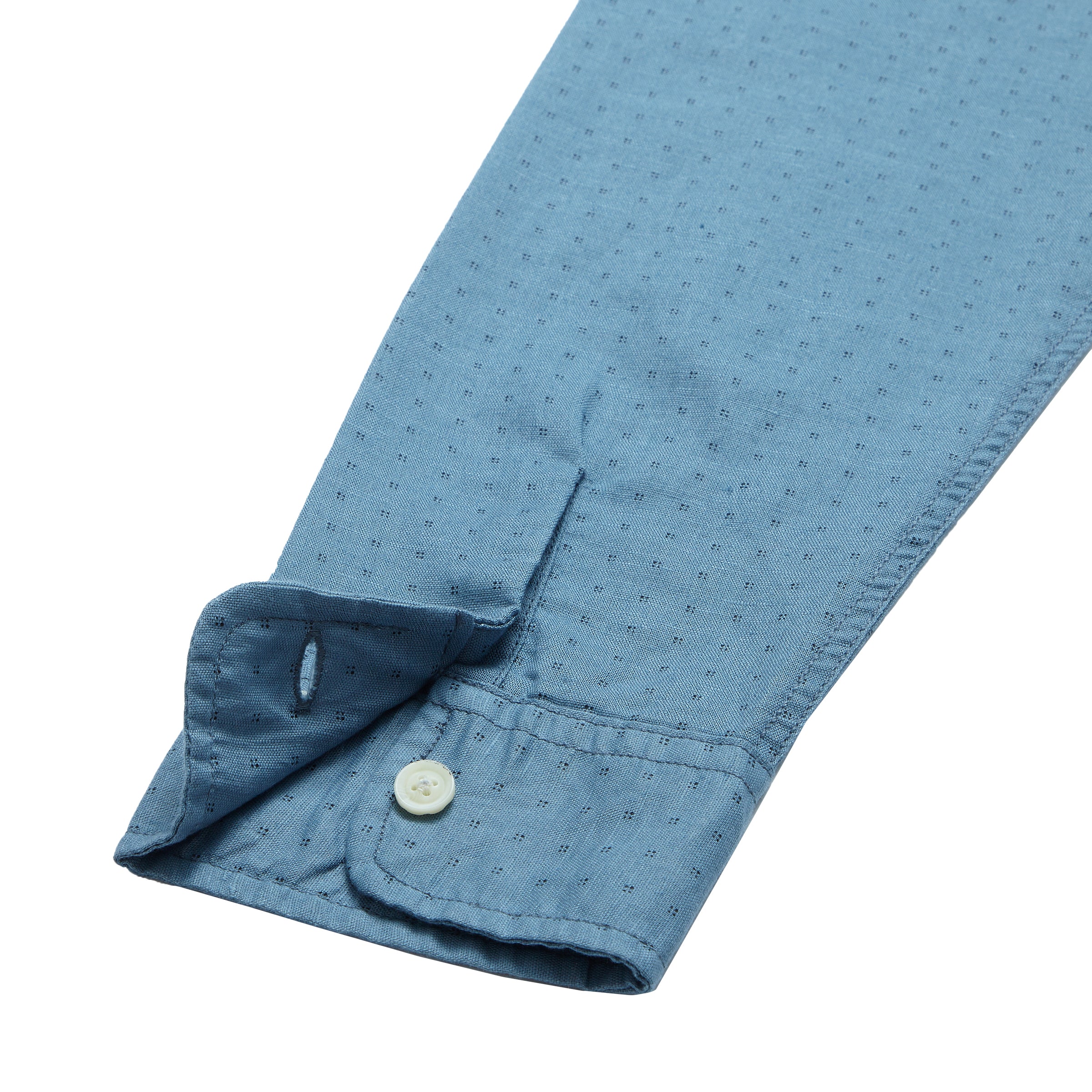Wainscott Linen Cotton Print Shirt - Blue Mirage