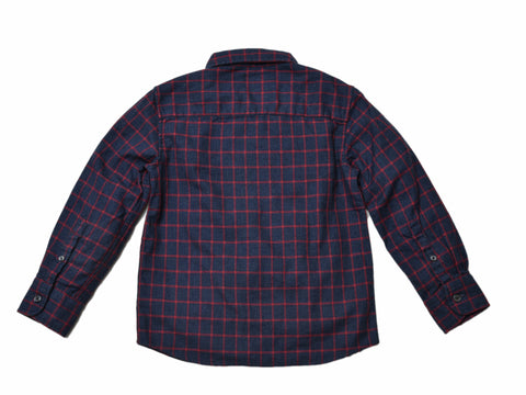 Boy's Country Flannel Shirt - Heather Navy Red Windowpane – Grayers ...