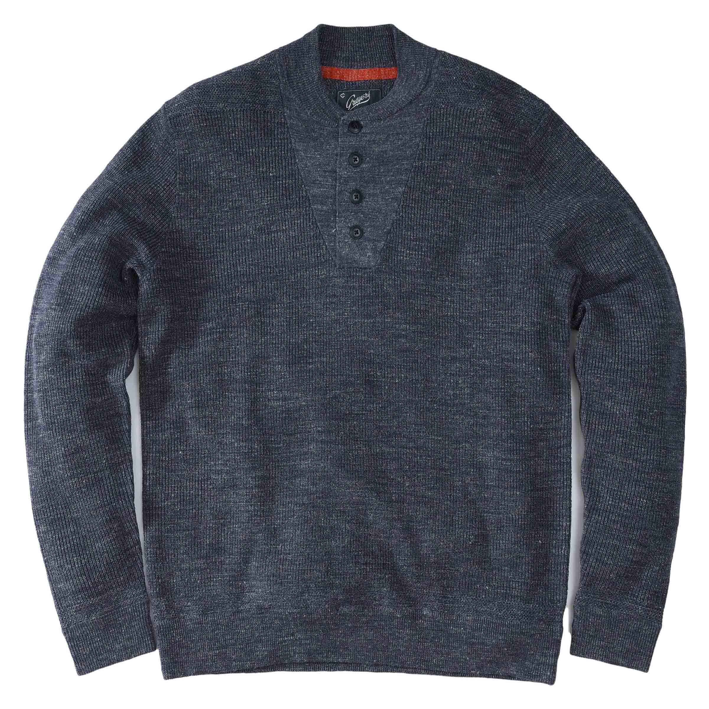 Wadsworth Wool Linen Textured Henley - Charcoal