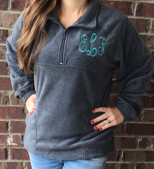 Monogrammed Quarter Zip Pullover - 6 Colors!! – Glittering Boutique