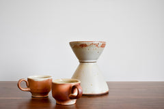 Hand thrown ceramic espresso cups and vase 