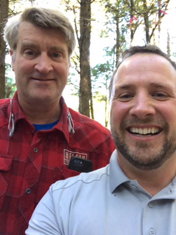 Chilton General Manager Nate Gobeil poses with Treehouse Masters host Pete Nelson