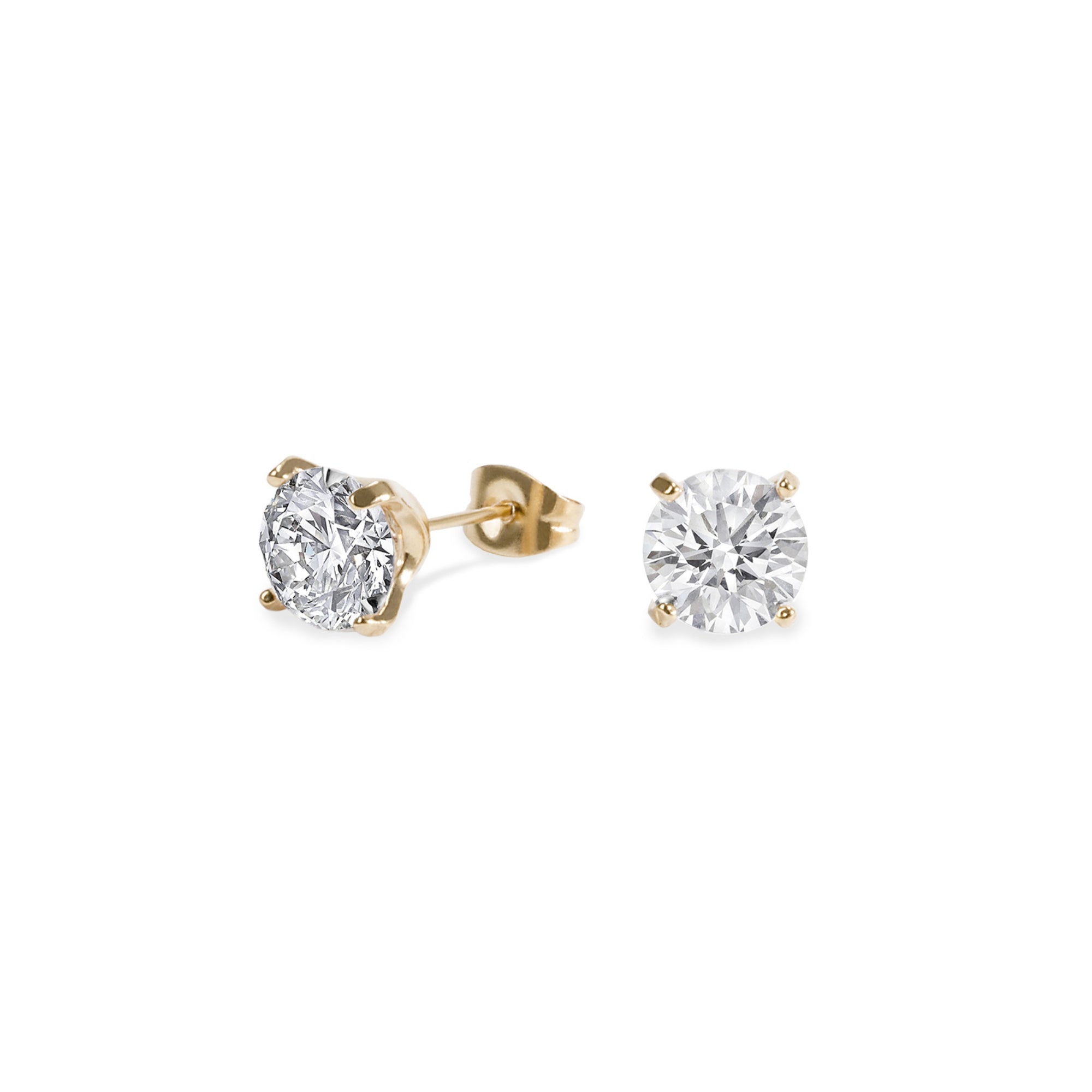 Stainless 8mm round cz stud earrings
