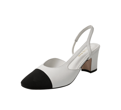 Two Tone Block Heel Slingback Sandals - Kaitlyn Pan Shoes