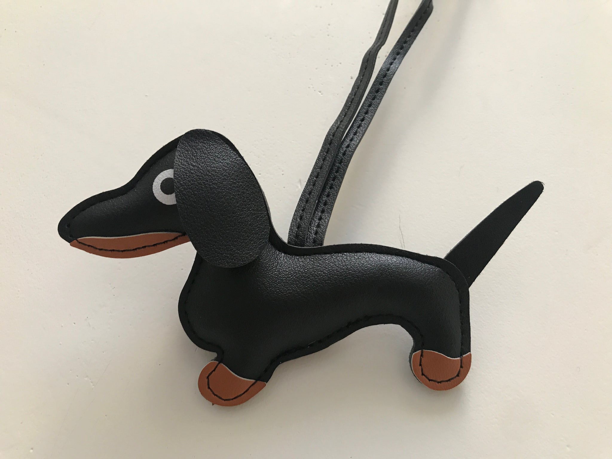 leather dachshund keychain