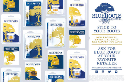 custom packaging featuring Blue Roots