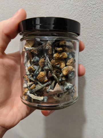 5 oz glass jar with mushrooms