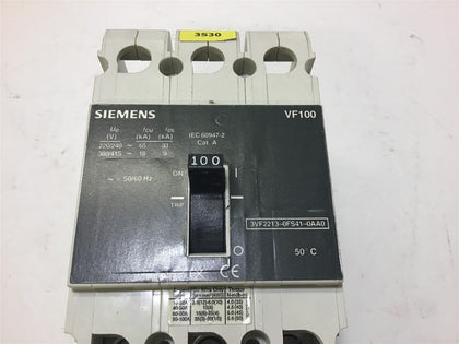 Siemens VF100 3VF2213-0FS41-0AA0 100 Amp Circuit Breaker 