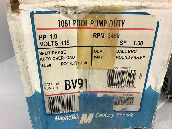 Magnetek BV91 1081 Pool Pump duty Motor 1 HP 115 Volts 3450