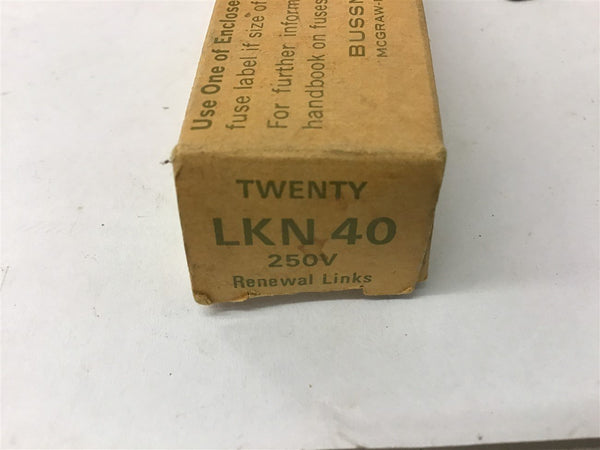 Buss LKN 40 Super Lag Renewal Links 40 amp 250 Volts Lot Of 20 – BME  Bearings and Surplus